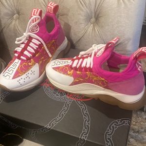 Versace pink / white Baroque Tes Neoorene. Gently worn in excellent condition